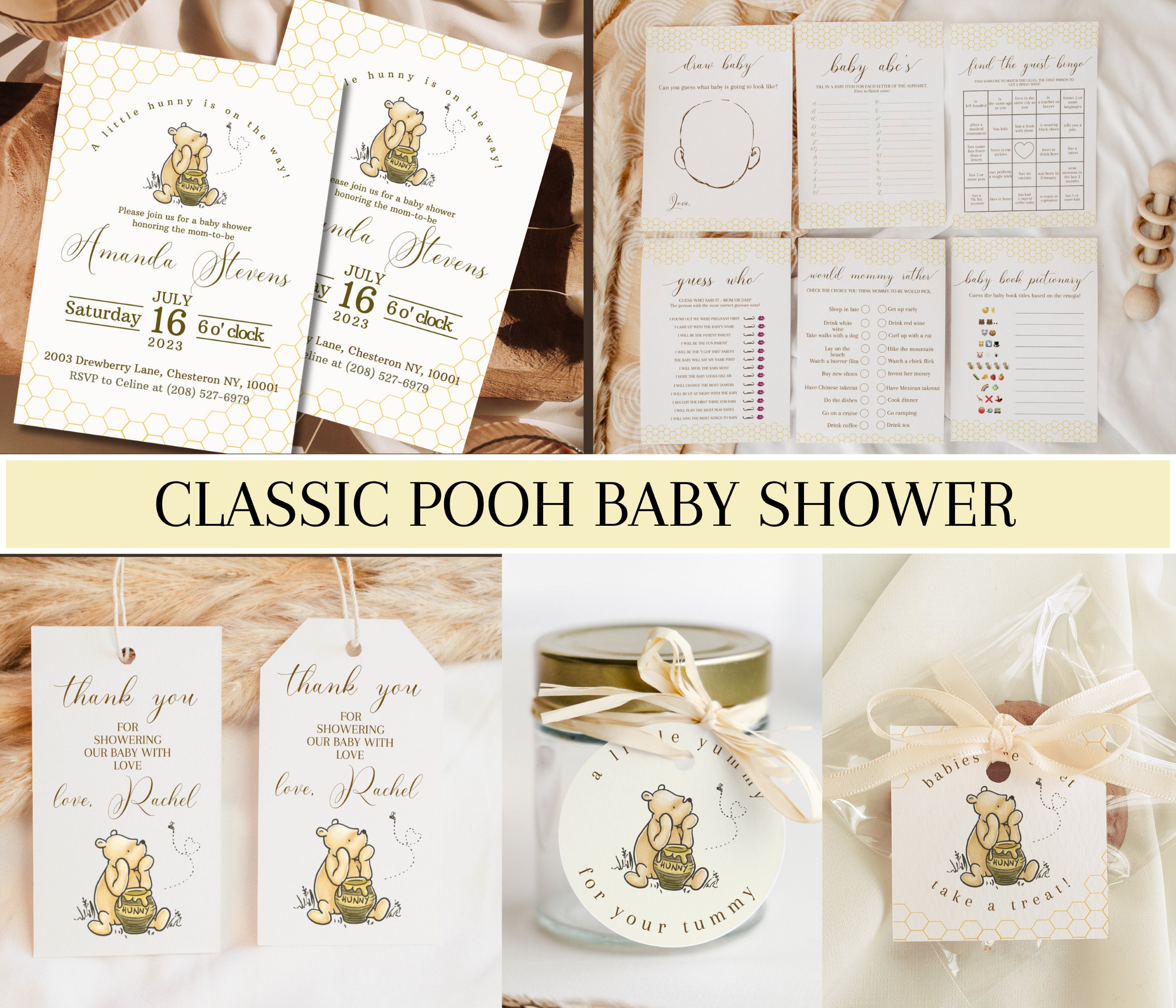 Fashion winnie the pooh shower invitations